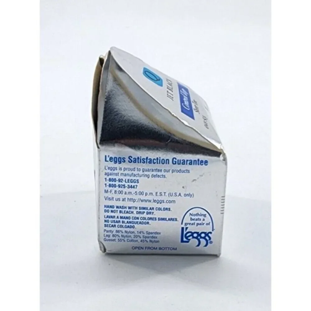 L'eggs Sheer Energy Control Top Sheer Toe‎ Pantyhose Jet Black Size Q 65609